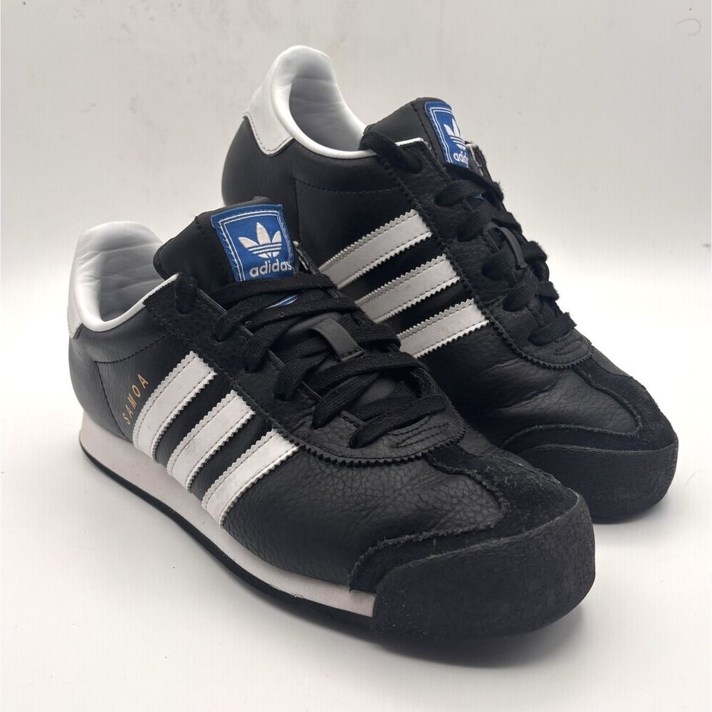 Adidas Samoa Mens 6.5 019351 Black Athletic Leather Casual Shoes Sneakers